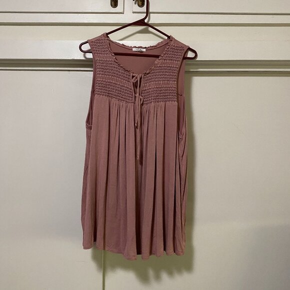 Maurices sleeveless, rose/mauve blouse w/gathered top & pleated body, size 3X - Picture 1 of 10